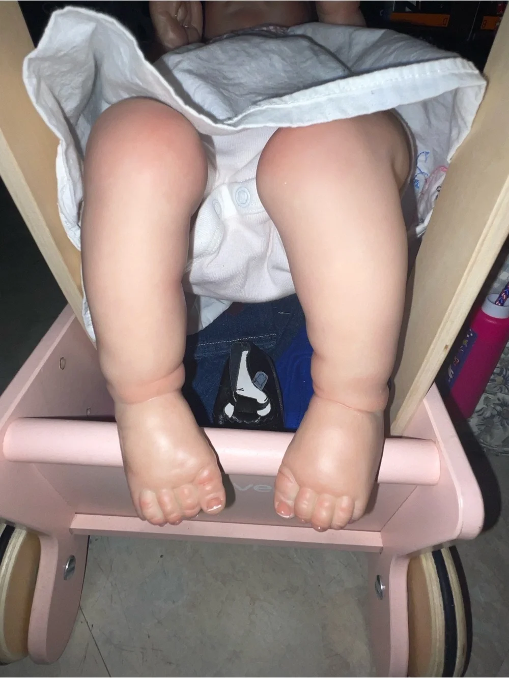 Reborn Sleeping Baby Doll in Pink and White Outfit
